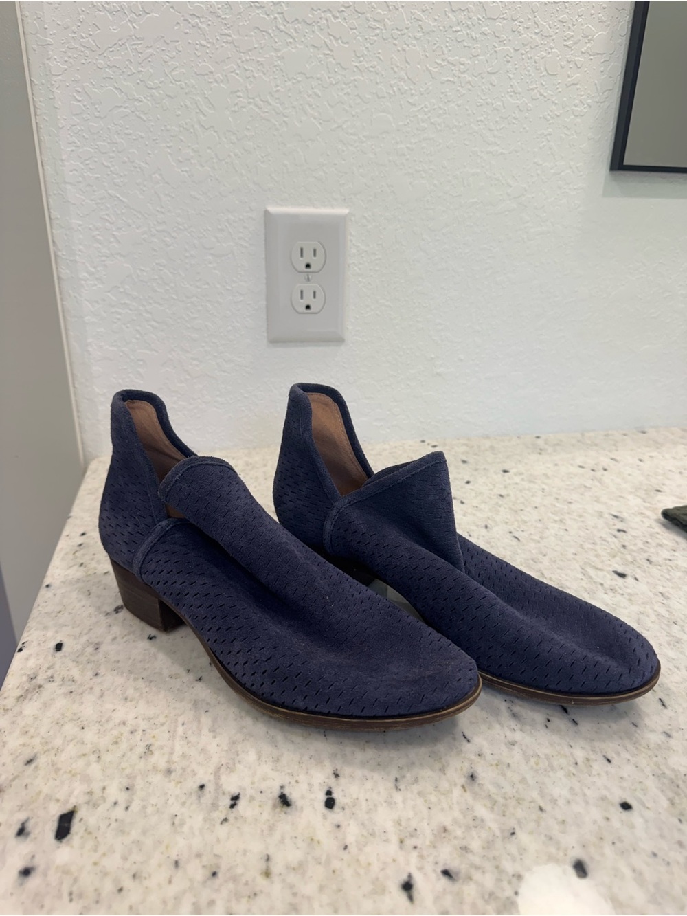 Lucky Brand Navy Suede Ankle Booties
